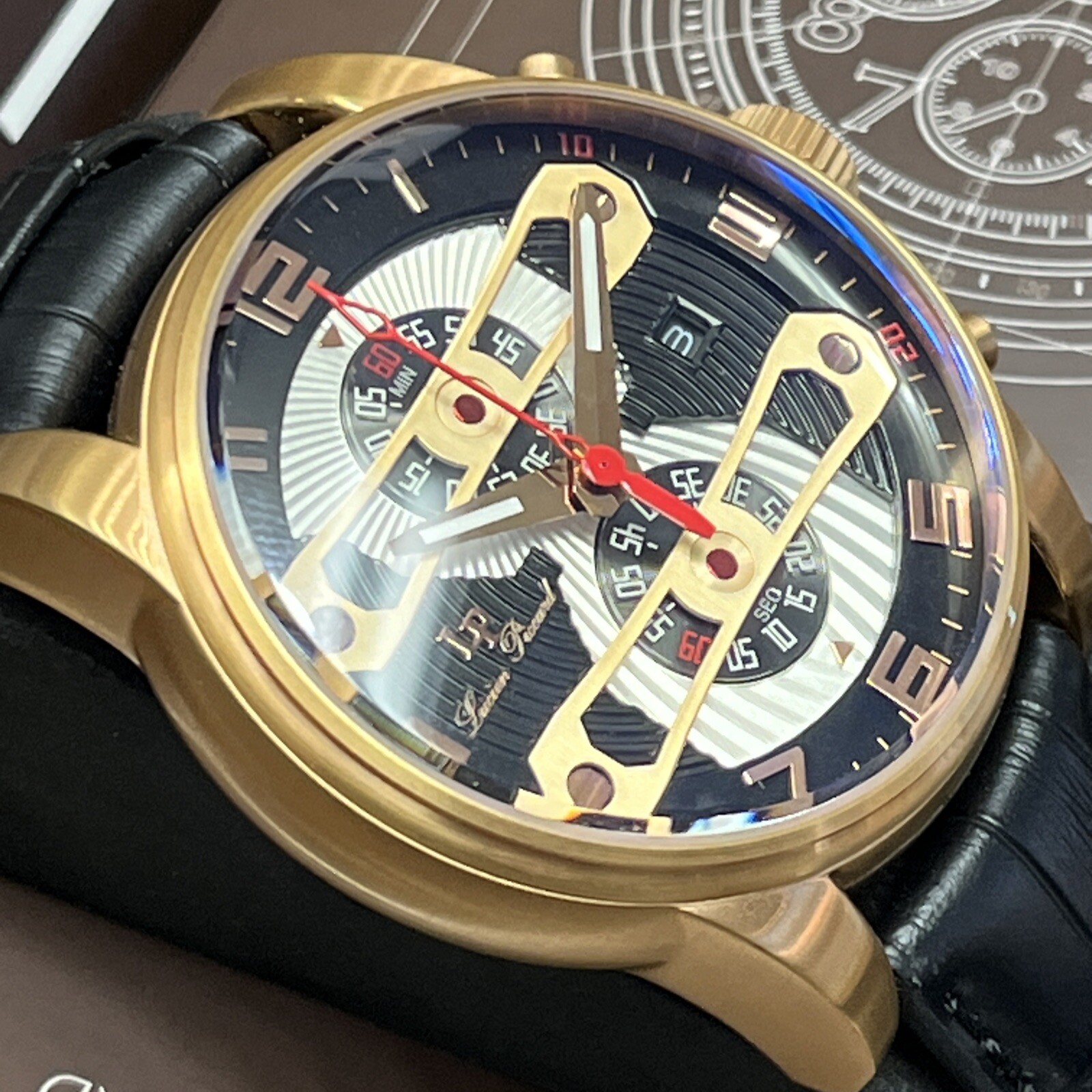 Lucien Piccard Rose Gold Tone Chronograph LP-40045 3ATM Watch