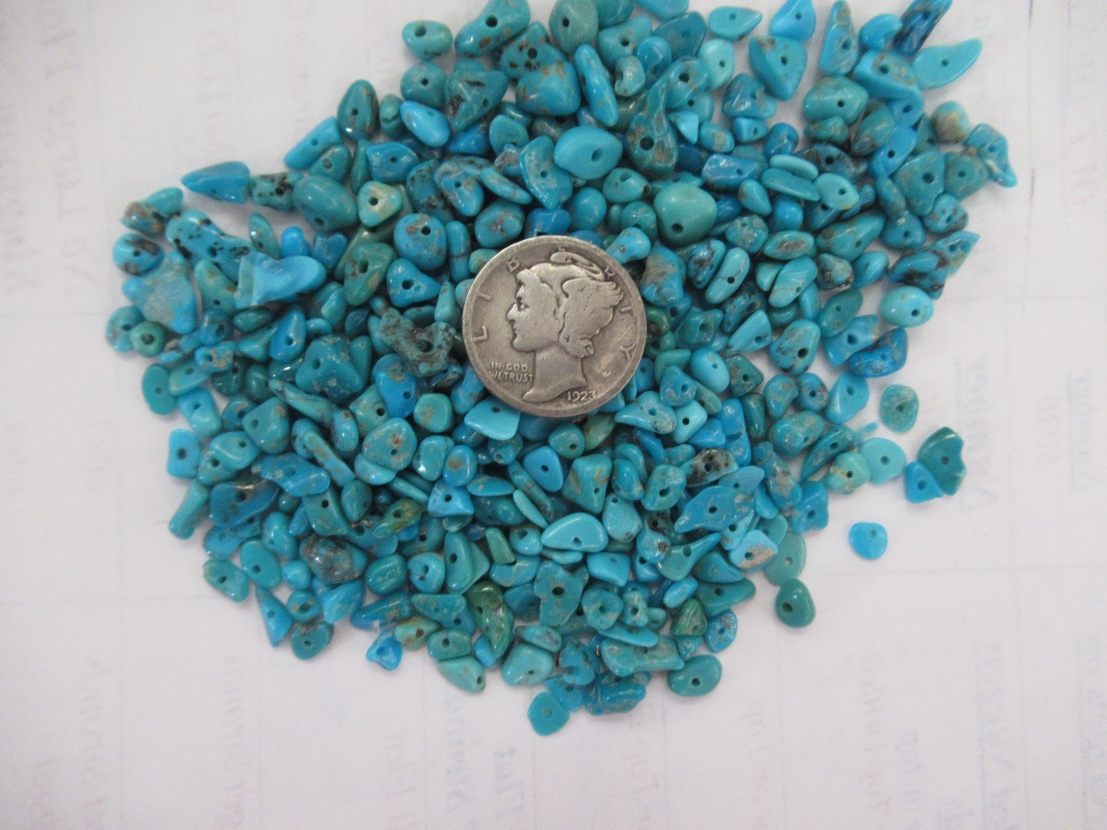 SLEEPING BEAUTY TURQUOISE 1/2 OZ SMALL DRILLED 3X2mm TO 7X4mm #782