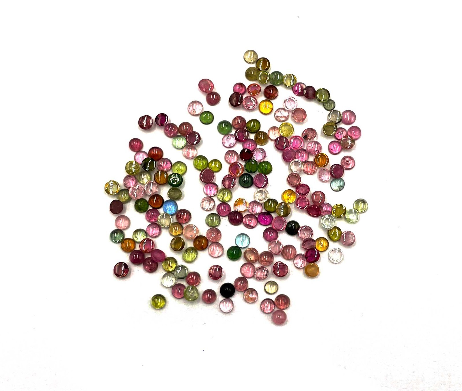 18 CT Natural Multi Tourmaline Round Cabochon Loose Gemstone 173 Pcs 2.50-3 MM