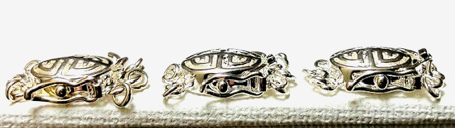 Silver Tone Triple Strand “Longevity” Oval Box Clasp Trio