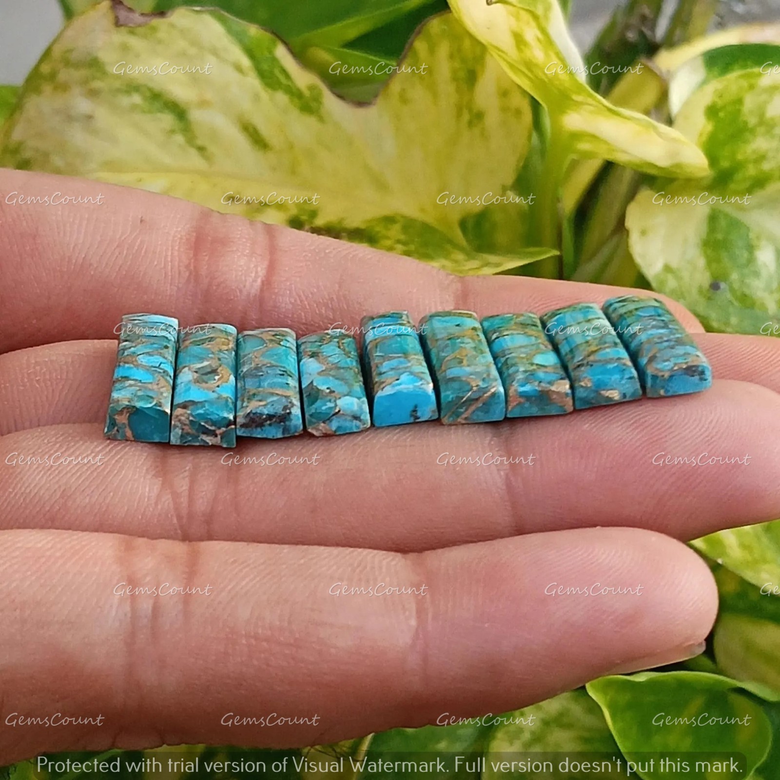 Natural Blue Copper Turquoise Rectangle Cabochon Gemstone 5x10mm-15x30mm