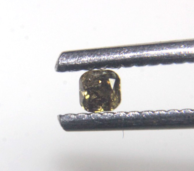 0.11Cts Cushion Shape Fancy Yellow Color Rose Cut Diamond 2.56×2.51×1.85 MM
