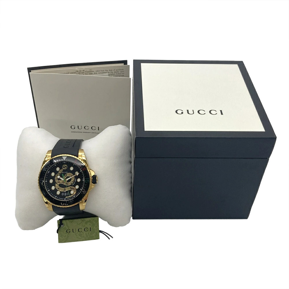 Used GUCCI YA136219 dive snake Wrist watch Men Quartz Gold