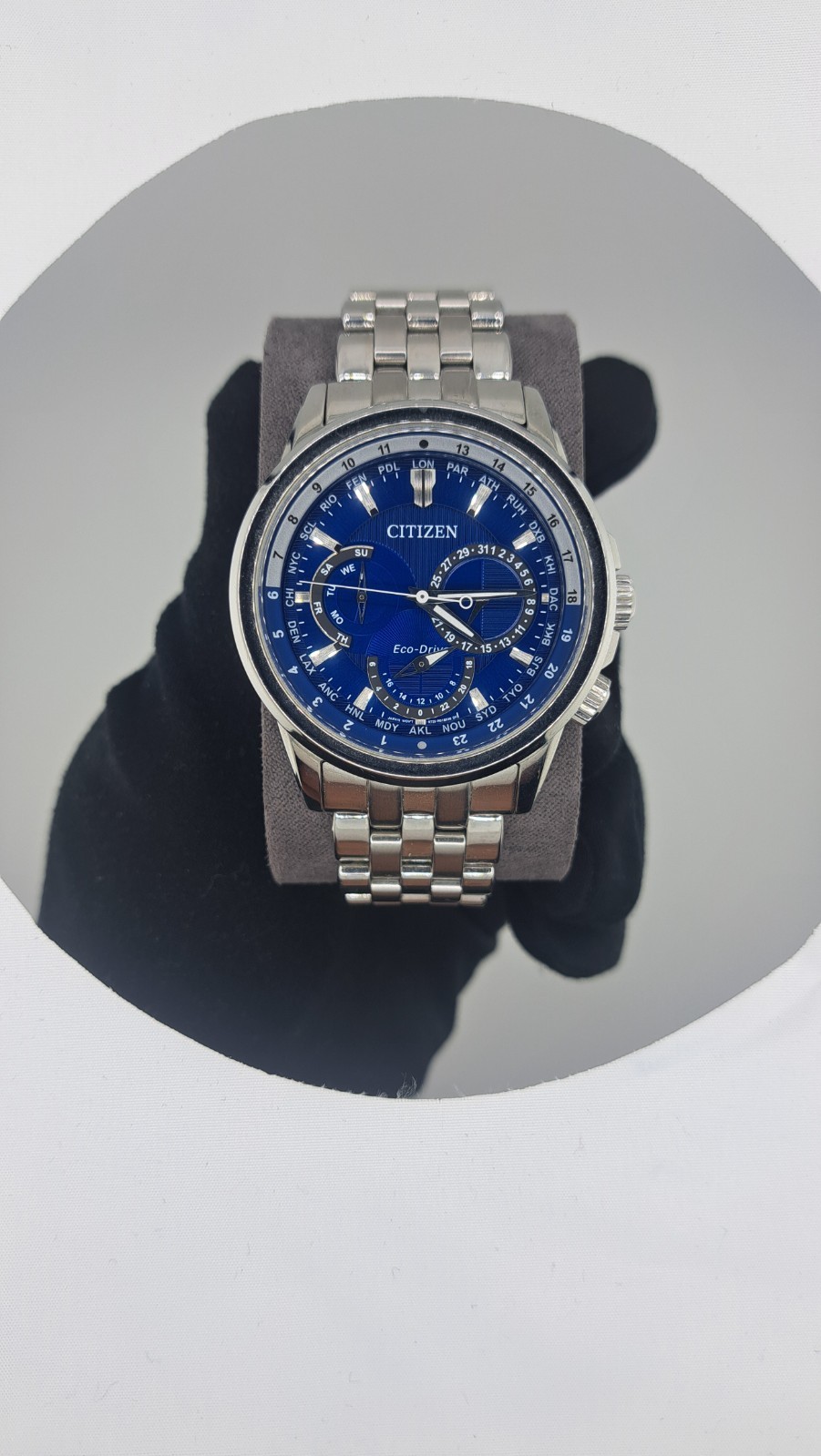 Citizen Men’s Eco-Drive Calendrier BU2021-51L 44mm Blue Dial World Time