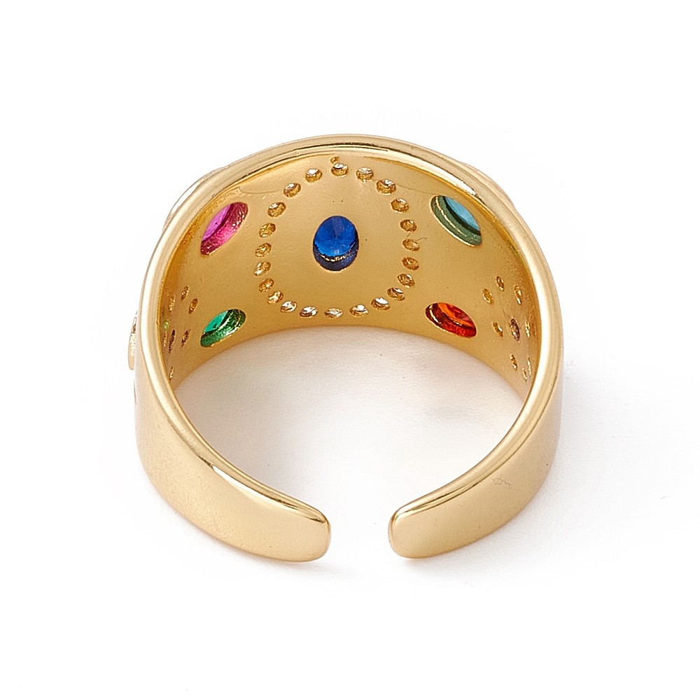 Open Cuff Ring 18K Gold Plated Cubic Zirconia Oval Adjustable Women R147