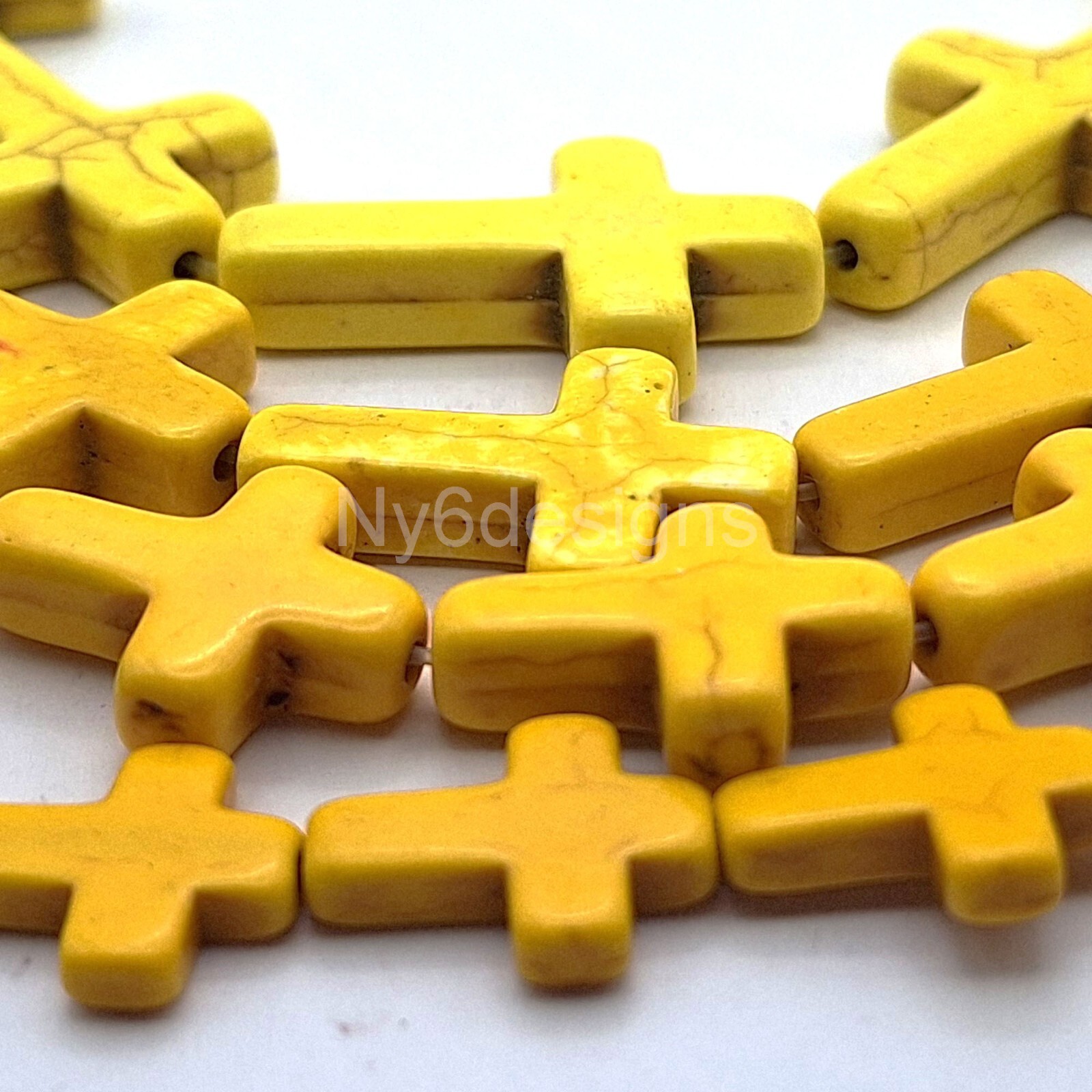 Yellow Cross Bead Turquoise Howlite Magnesite Cross Loose Beads 15″ Wholesales