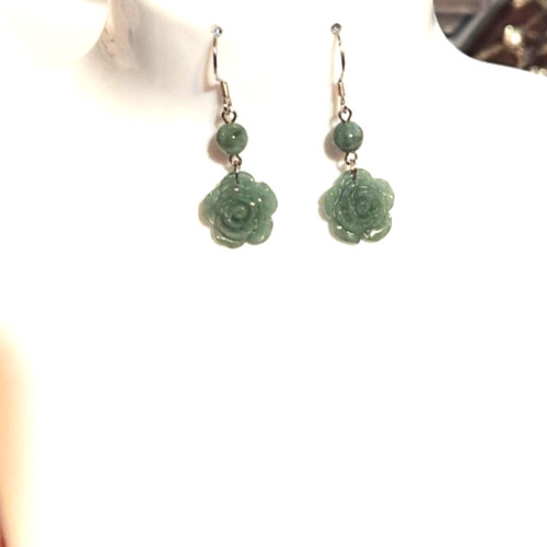Sterling Silver 925 Jadeite Jade Earrings Free Shipping