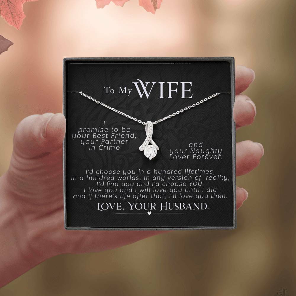 To My Wife Necklace Anniversary Gift CZ Pendant Gift For Her, I Promise To Be!
