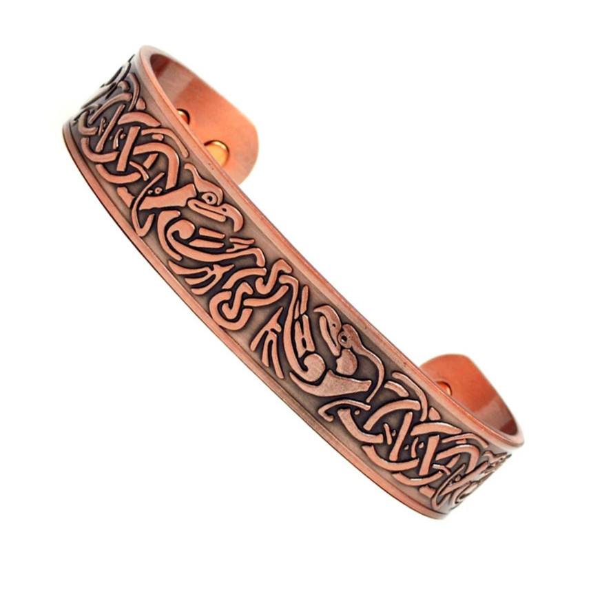 Pure Copper Magnetic Bracelet Arthritis Pain Therapy Healing Cuff Celtic Phoenix