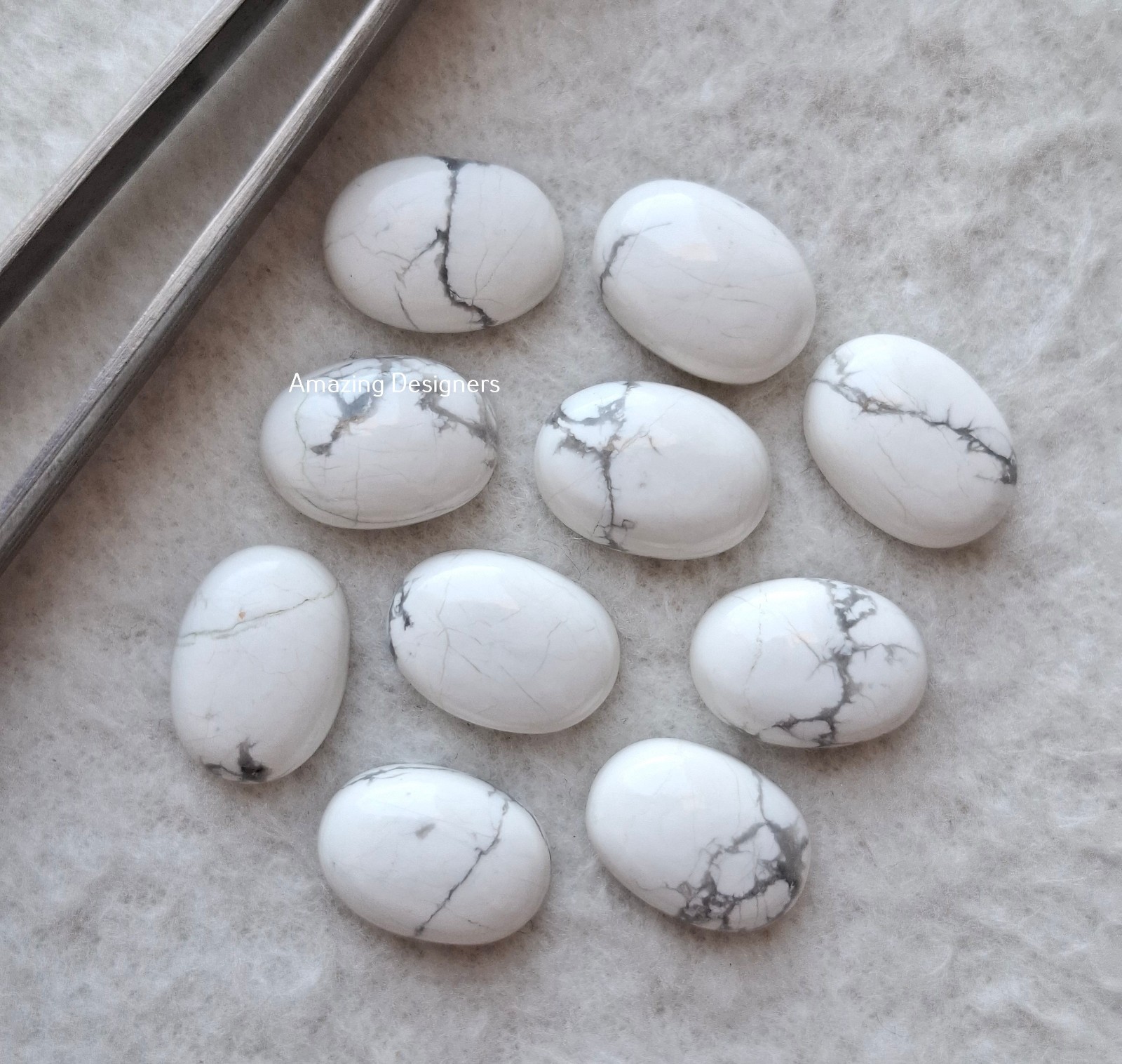 Natural White Howlite Oval Cabochon 6x8mm to 20x25mm Loose Gemstone
