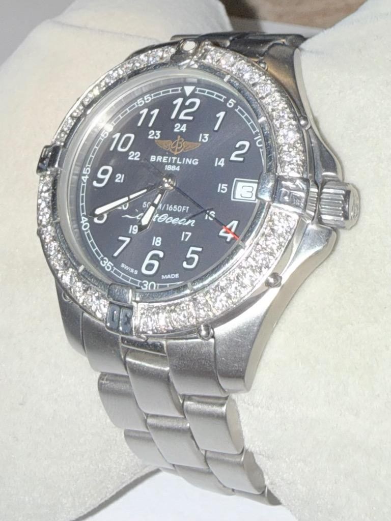 BREITLING MEN’S COLT OCEAN A64050 LAB GROWN DIAMOND QUARTZ WATCH