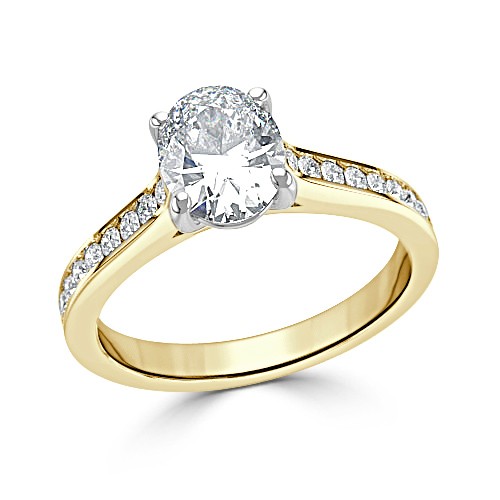 14K Yellow Gold Oval Cut Lab Grown Diamond Eternity Ring for Women
