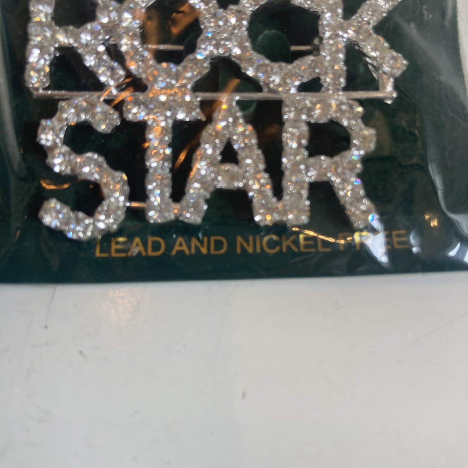 Vintage Rhinestone Rock Star Pin Brooch Lead And Nickel Free