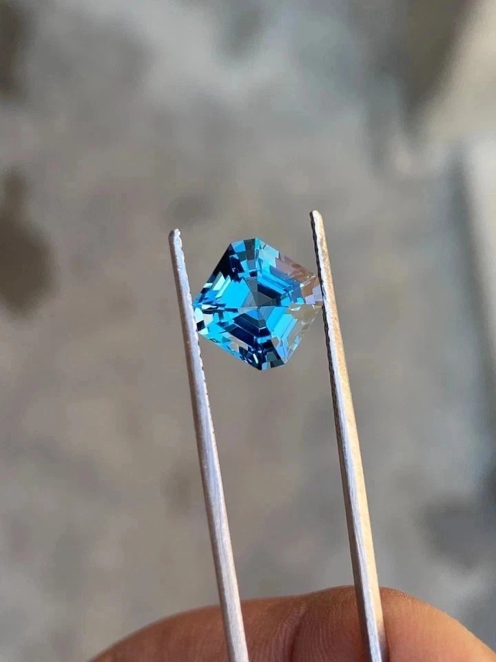 Natural 9.25 Ct Blue Aquamarine Asscher Cut Loose Certified Jewelry Gemstone