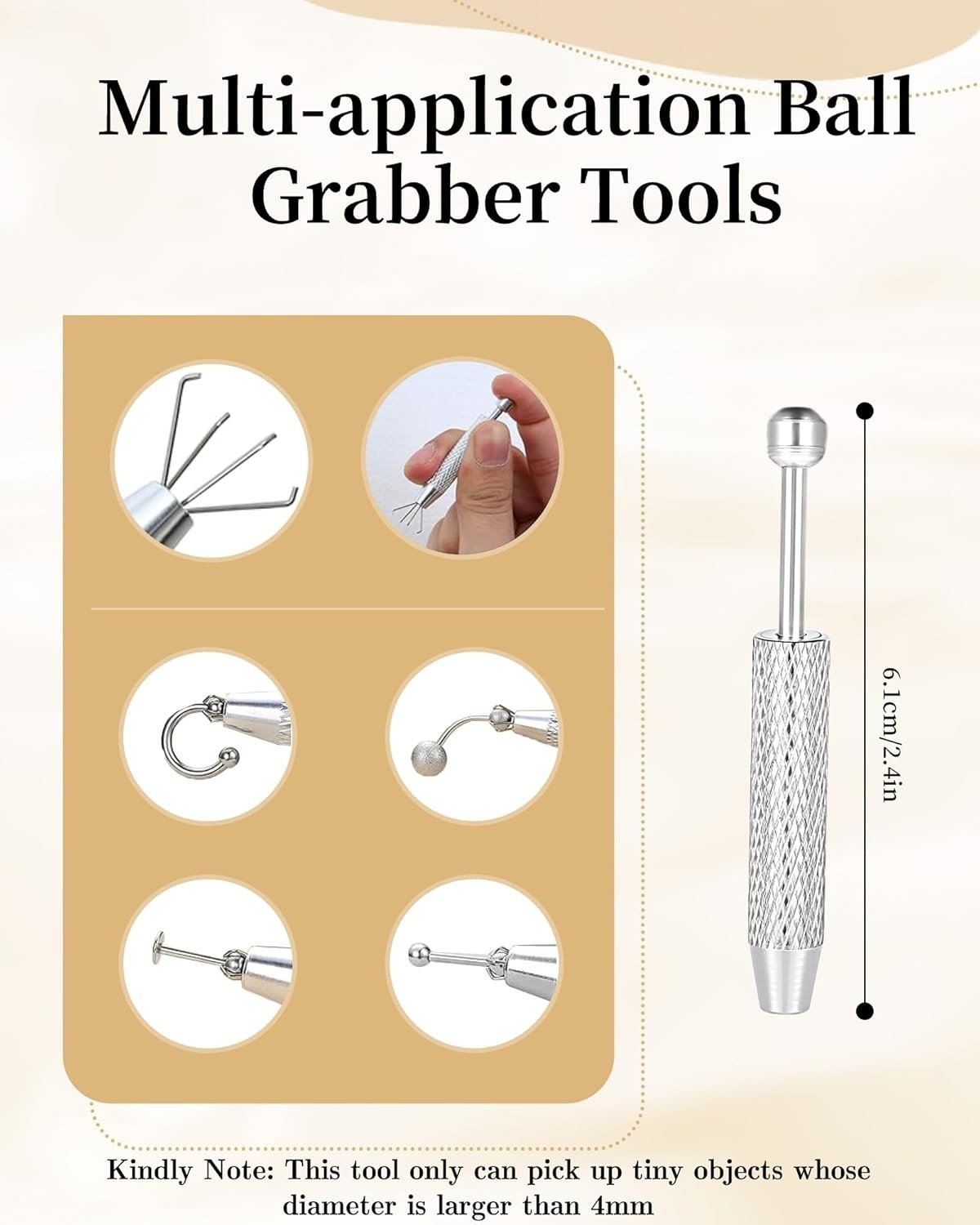 Piercing Taper Ball Grabber Tool for Changing Jewelry -Flat Back Earrings App…