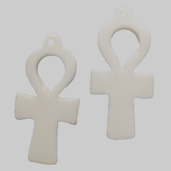 Pendants, Beads, Set of 2 Pcs, Water Buffalo Bone, Ankh, Hand Carved, 1.5″