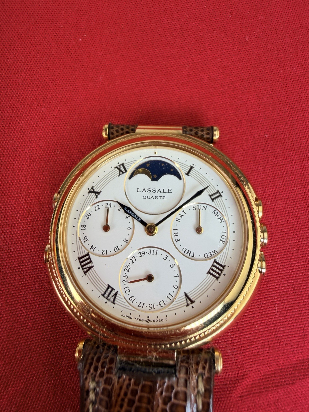 NOS Seiko Lassale 7F68-6020 Moonphase Perpetual Calendar Watch No Movement