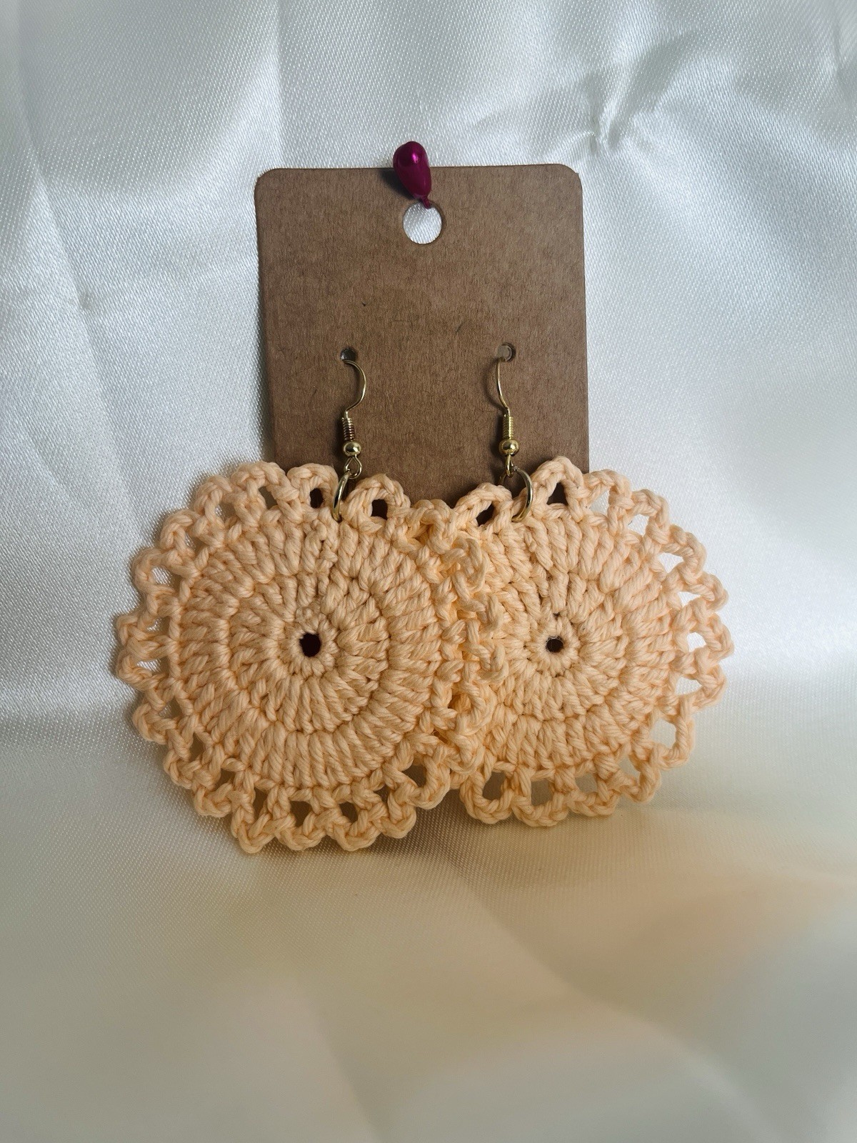 Handcrafted Multicolor Crochet Cotton Yarn Earrings Dangle Round Boho Hook