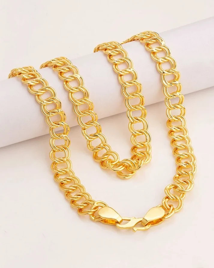 10K Yellow Gold 10mm-12mm Double Rolo Round Link Chain Necklace or Bracelet 20″