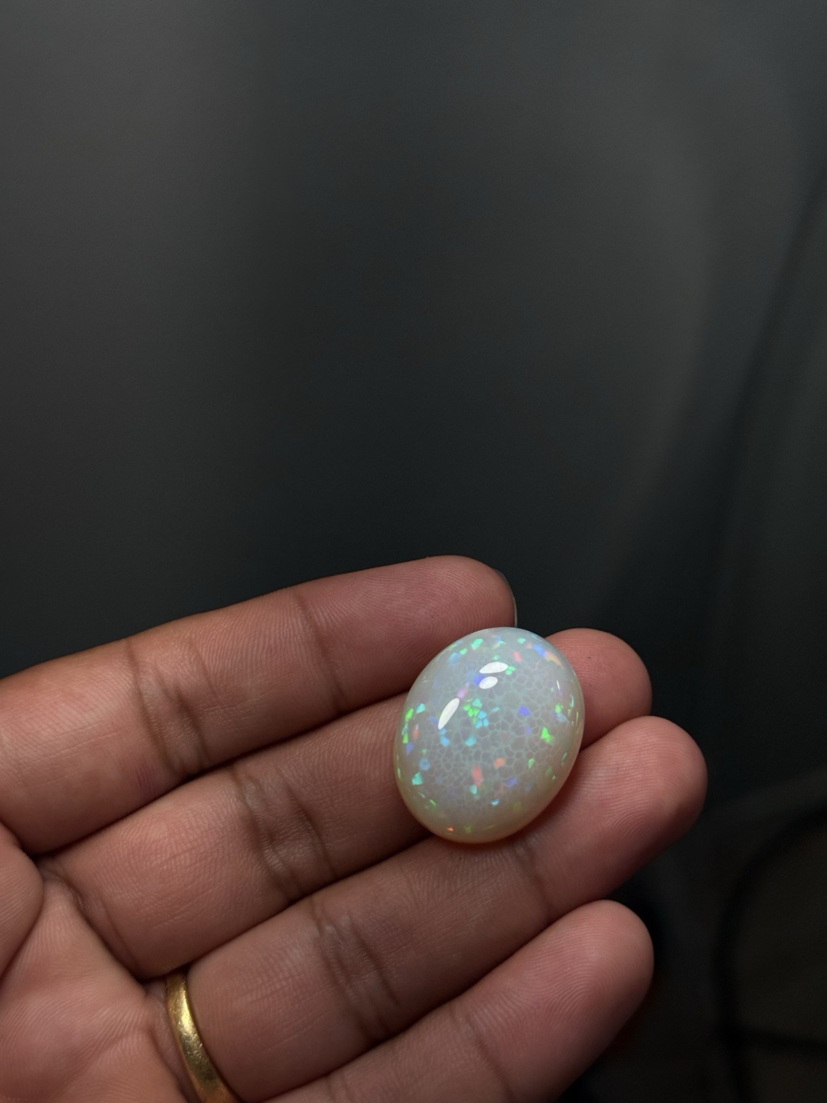 Natural White Opal 40.52 Ct Oval Cabochon Loose Gemstone Certified Play of Color