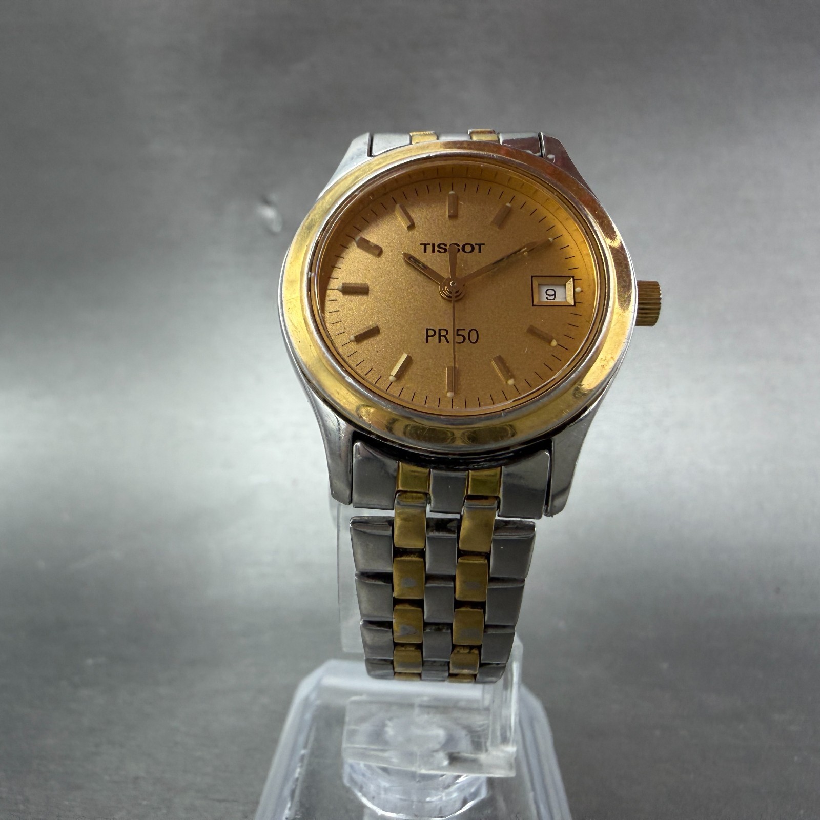 Tissot PR 50 Watch Women 27mm Gold Dial Two Tone Date J132/232K New Battery