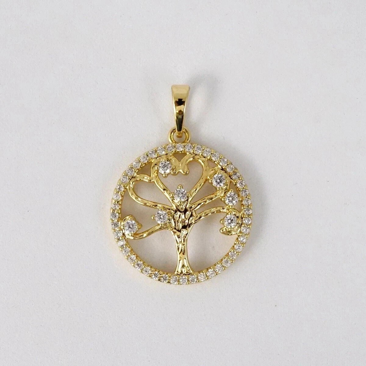 1.50Ct Round Cut Simulated Diamond Tree Shape Pendant In 14K Yellow Gold Plated