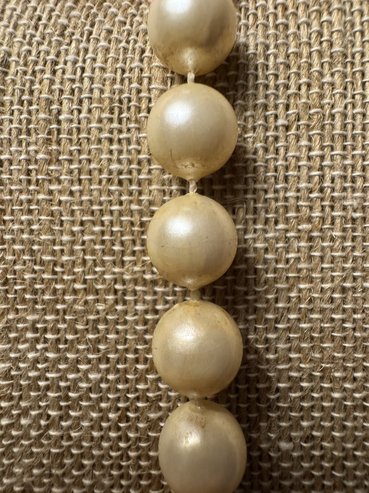 Faux Pearl Beaded Necklace Cream/Champagne color 39 Inches long no clasp