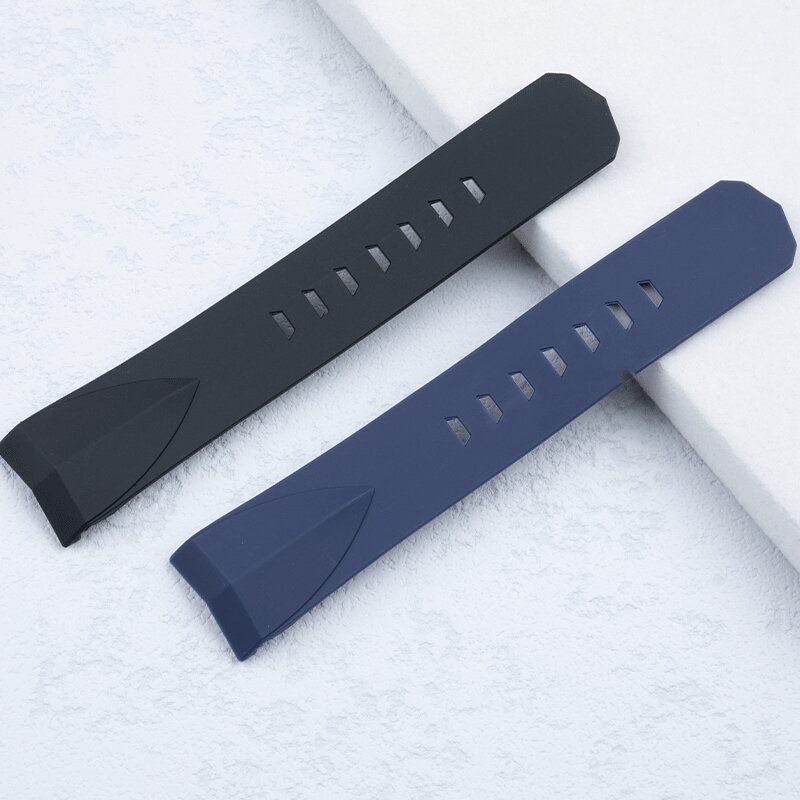 22mm Black Blue Silicone Rubber Strap Watch Band Fits Corum ADMIRAL’S CUP