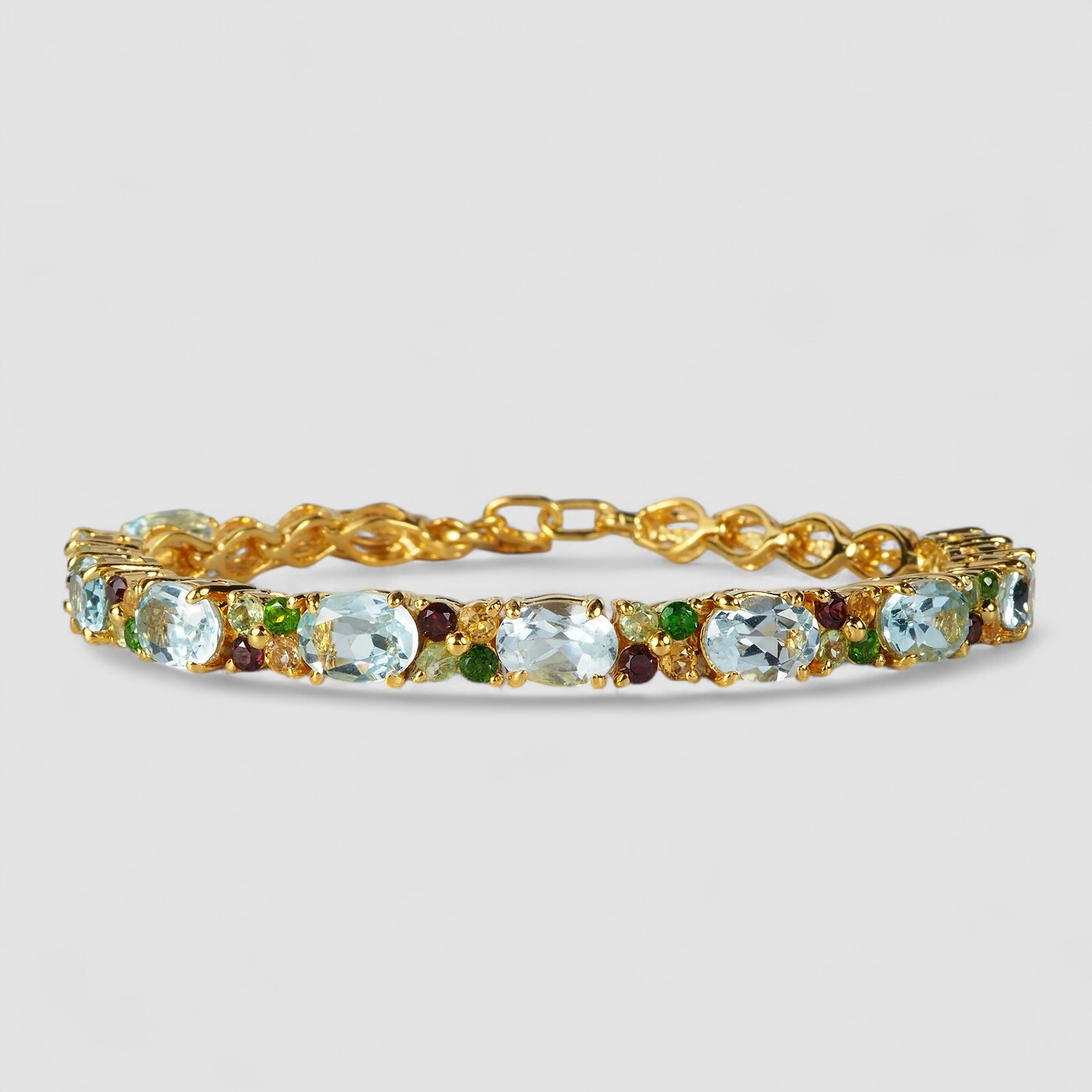 SOFT BLUE AQUAMARINE WITH MIXED GEMSTONES BRACELETS & CHARMS 925 STERLING SILVER