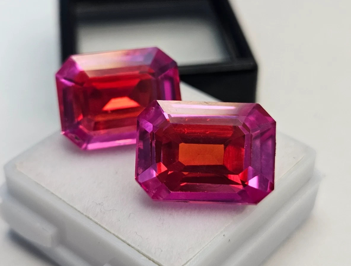 Emerald Cut Pitambari Sapphire 34+ Ct Natural Certified Pair Gemstone FR-026