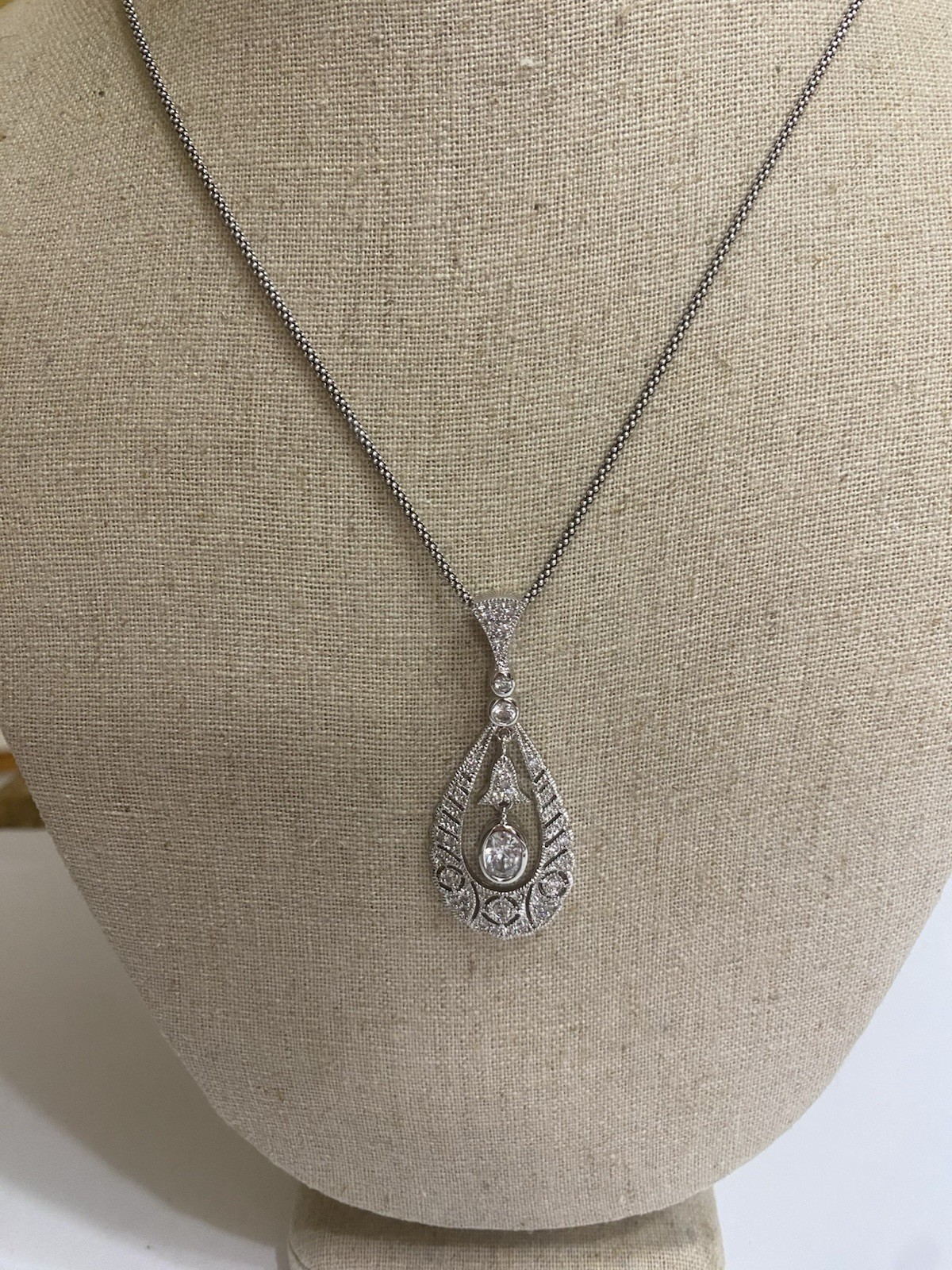 Women’s Teardrop Shape CZ 925 Silver Pendant Only