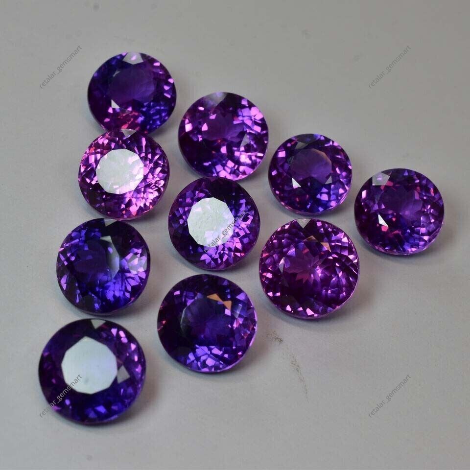 80.31 Ct Natural Purple Tanzanite Lot CERTIFIED Round Cut Loose Gemstone 10 pcs