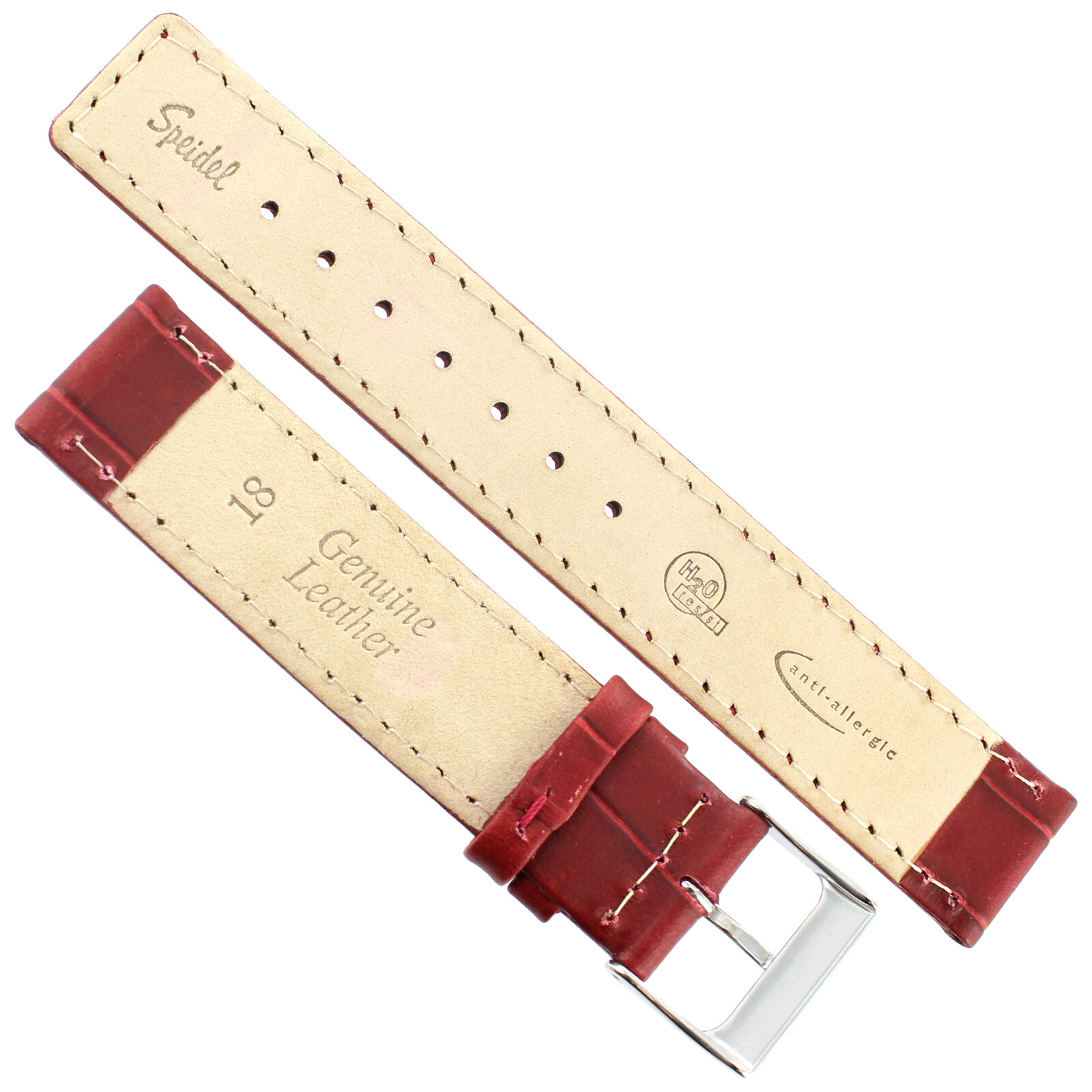 18mm Speidel Matte Burgundy Alligator Grain Square Tip Mens Band Reg 8052 520