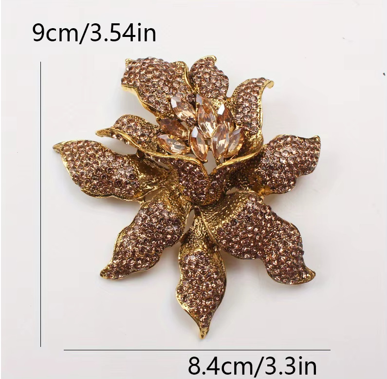 Unique Vintage Style Flower Leaf Rhinestone Crystal Pendant Brooch Pin Jewelry G