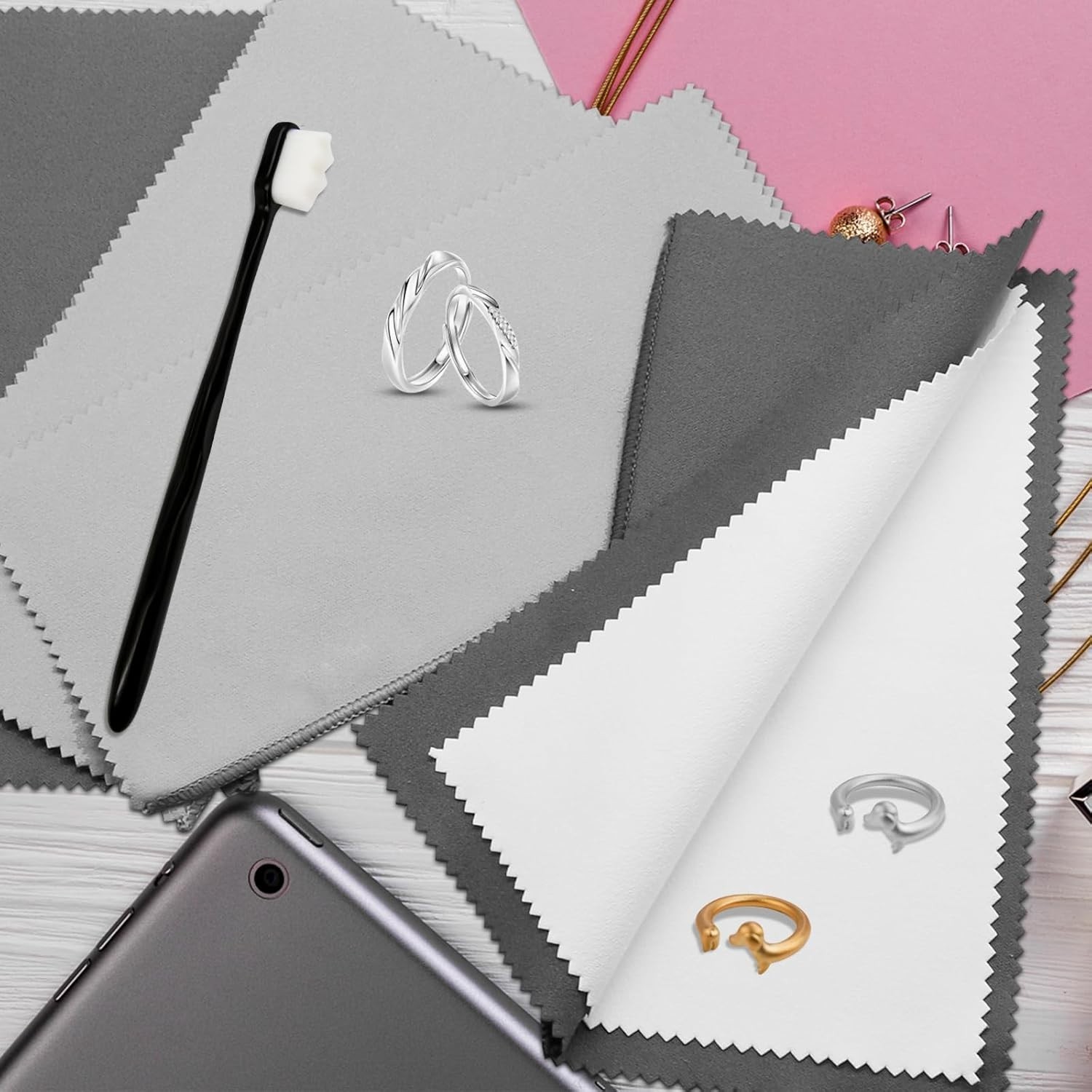 Effortless Jewelry Care: 6-Pcs Microfiber & Brush Set for All Your Jewelry Needs