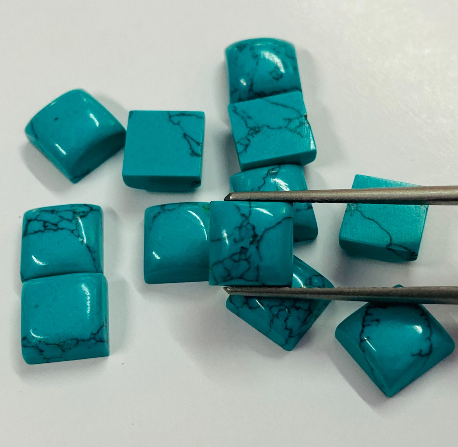 Blue Howlite Turquoise Square Shape Cabochon Synthetic Gemstones Wholesale Stone