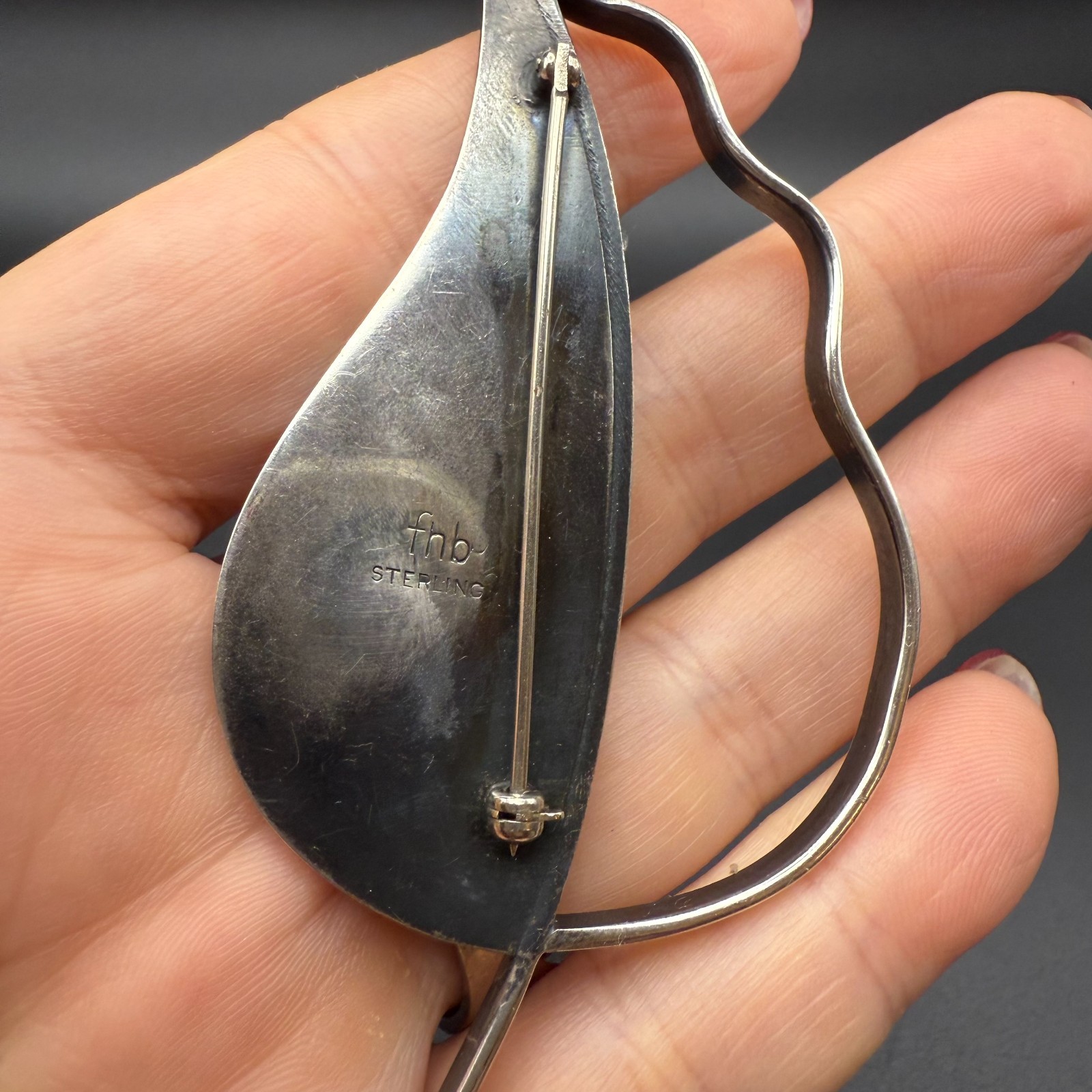 925 Sterling Frances Holmes Booth by fhb Brooch Pin Modernist Leaf 22g – RARE