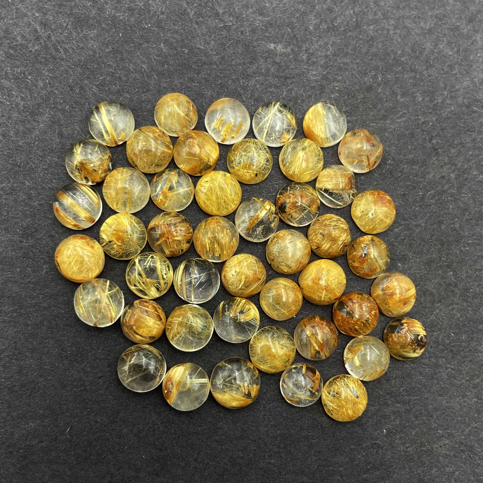 Natural Golden Rutile Quartz Round Cabochon Gemstone Lot 5 MM 127 Pcs 100 CT