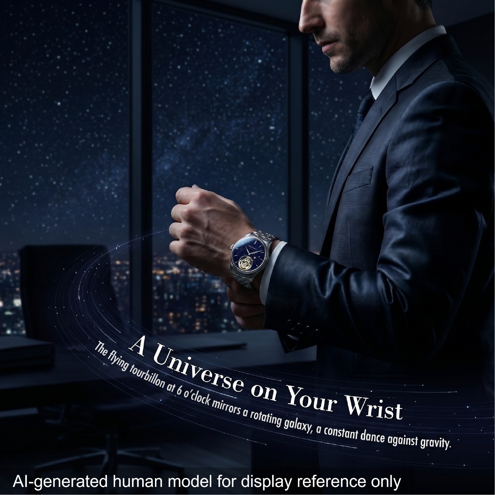 Men’s Genuine Flying Tourbillon Watch, Manual Winding Only, 40-42mm 316L Steel