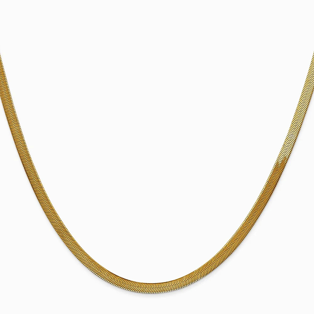 14K Yellow Gold 3mm Silky Herringbone Chain Necklace 16″-24″
