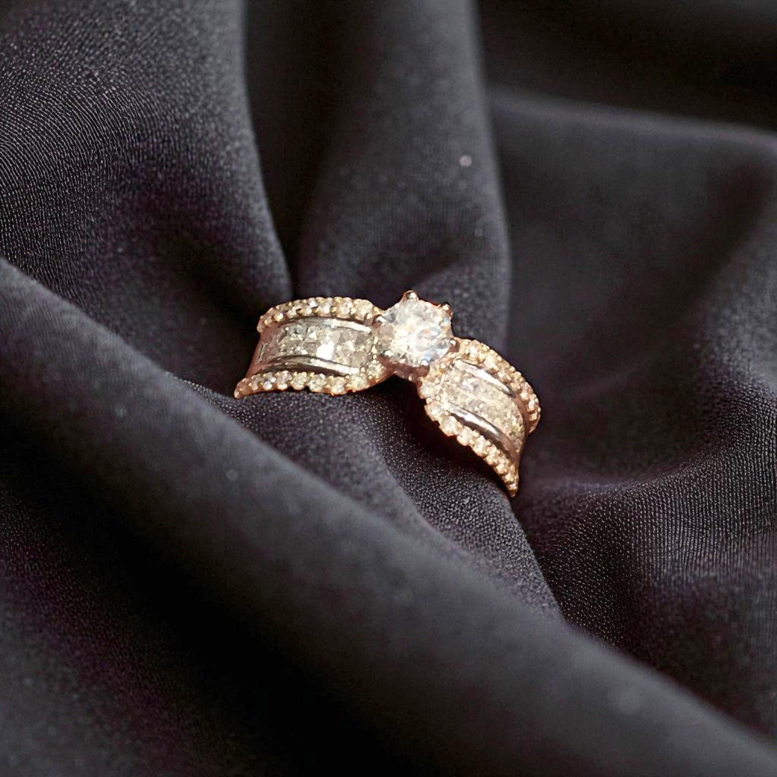 GIA Certified 1.45 TCW F/VS1 Round Princess Cut Diamonds Solitaire Ring 14K Gold