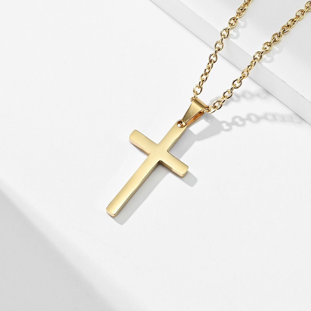 Classic Faith Cross Pendant Necklace in Stainless Steel