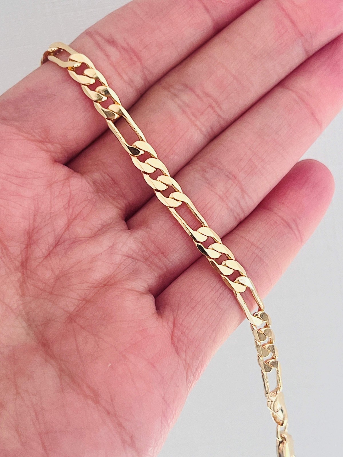 Gold Filled 4mm Flat Figaro Bracelet | Gold Link Chain for Everyday Wear