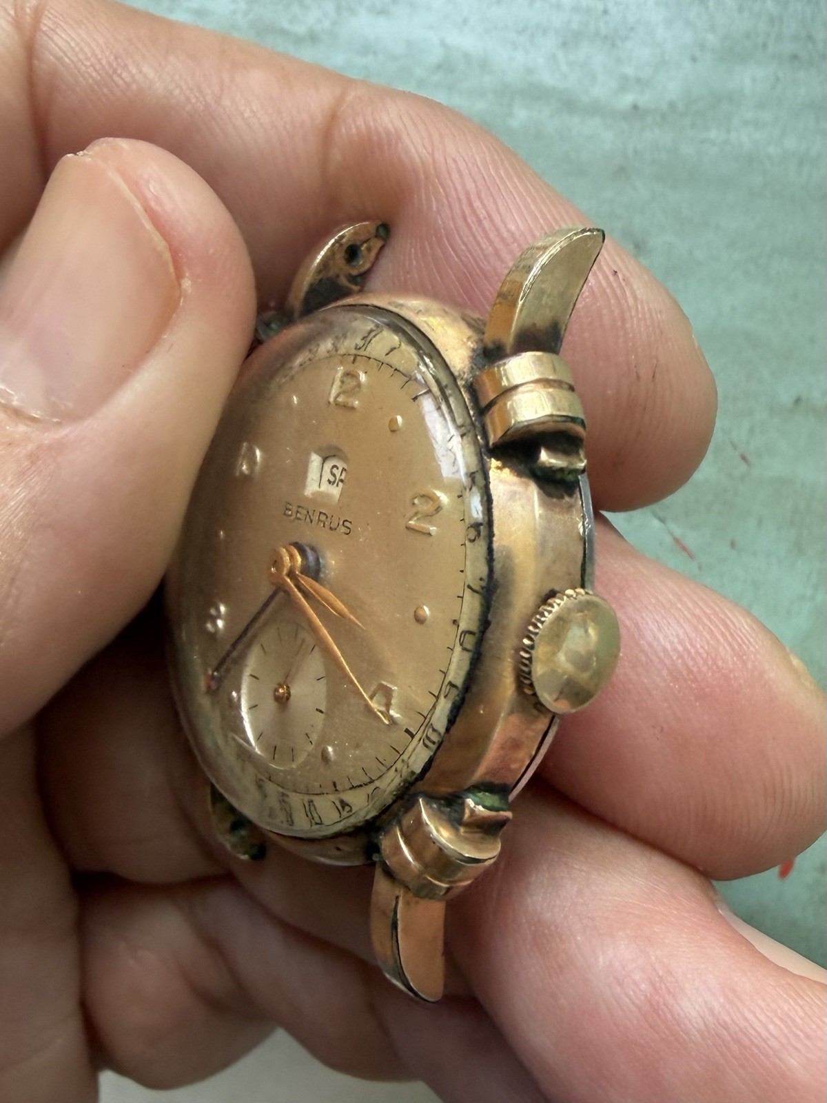 Vintage Benrus Second Day Date Pointer Gold Filled Watch Needs Work