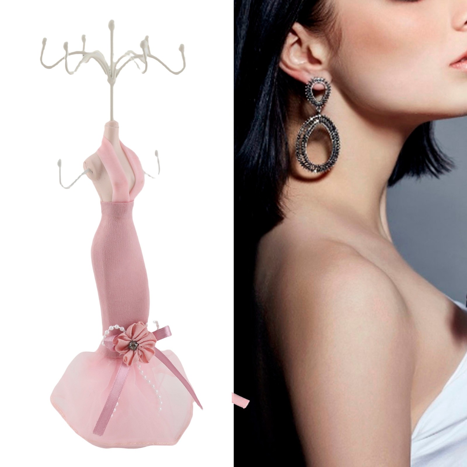 Jewelry Holder Stand For Dress/Earrings/Necklace/Rings (Small Model)