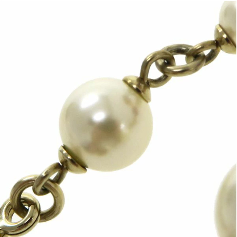 CHANEL CC Logo Multicolor Stone Pearl Bracelet 6.5″ Gold Tone 12P Auth #6767F