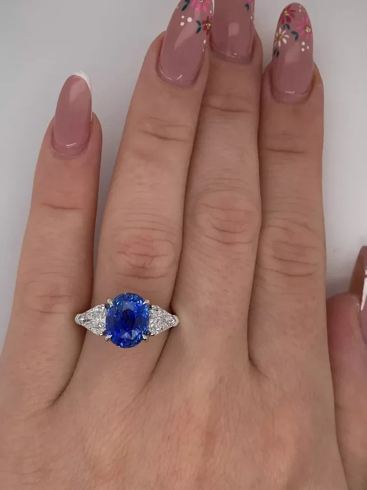 RARE 5.00 Ct Certified Oval Shape Natural Blue Diamond Ring White Gold Finish