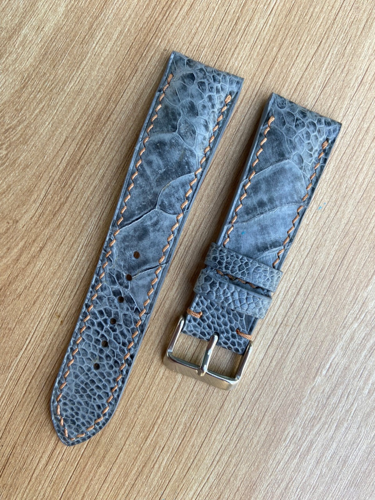 Gray Ostrich Leather Watch Strap Band, Size 18mm 19mm 20mm 21mm 22mm 24mm 26mm