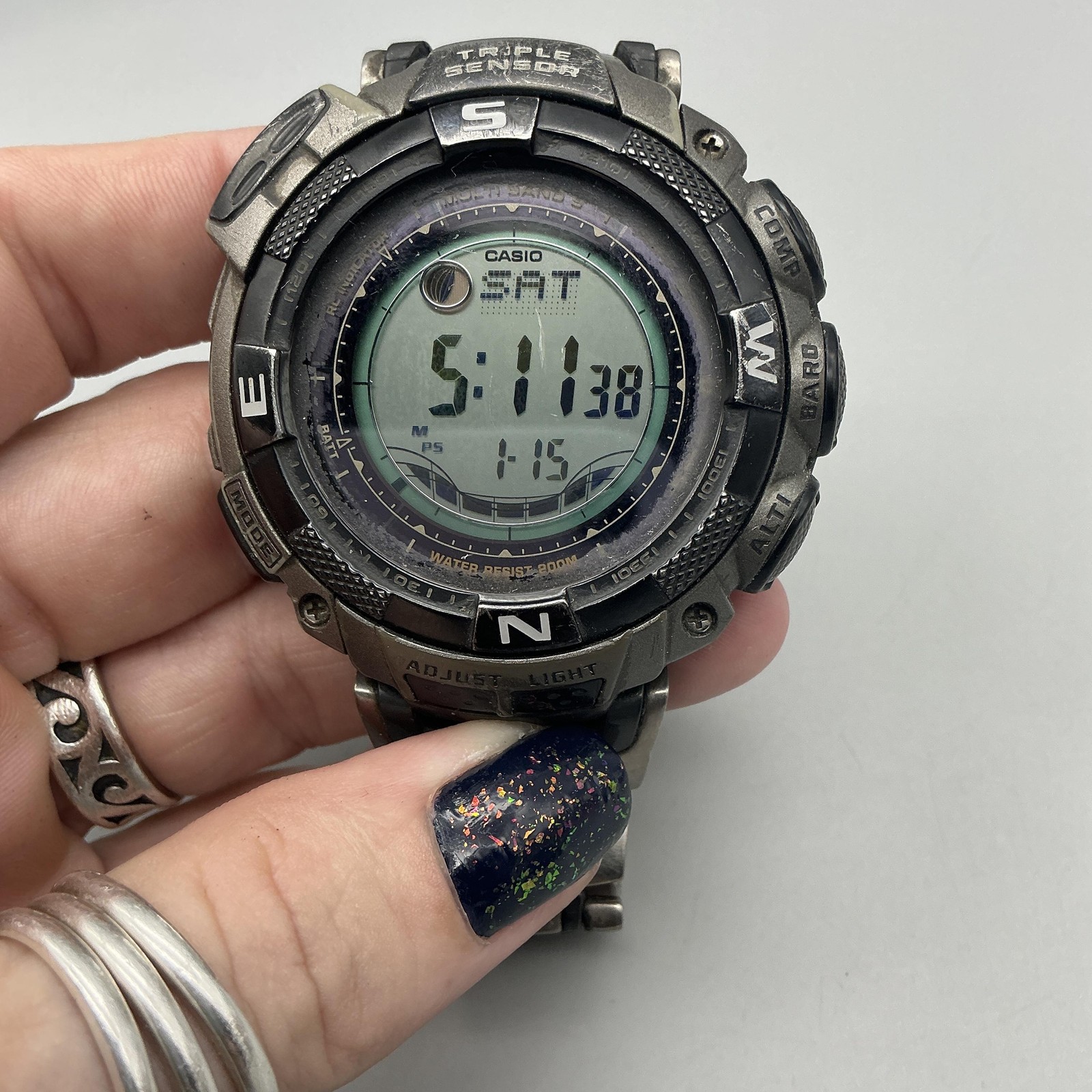 Casio Pathfinder PAW-1500T Mens Watch 49mm Titanium Solar Day Date 7.25″