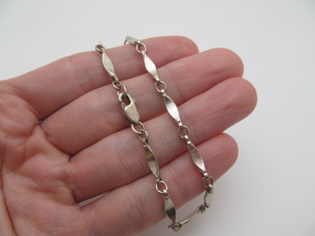925 Sterling Silver Tapered Barleycorn 3.50mm Bar Chain Link Bracelet 8.25 In